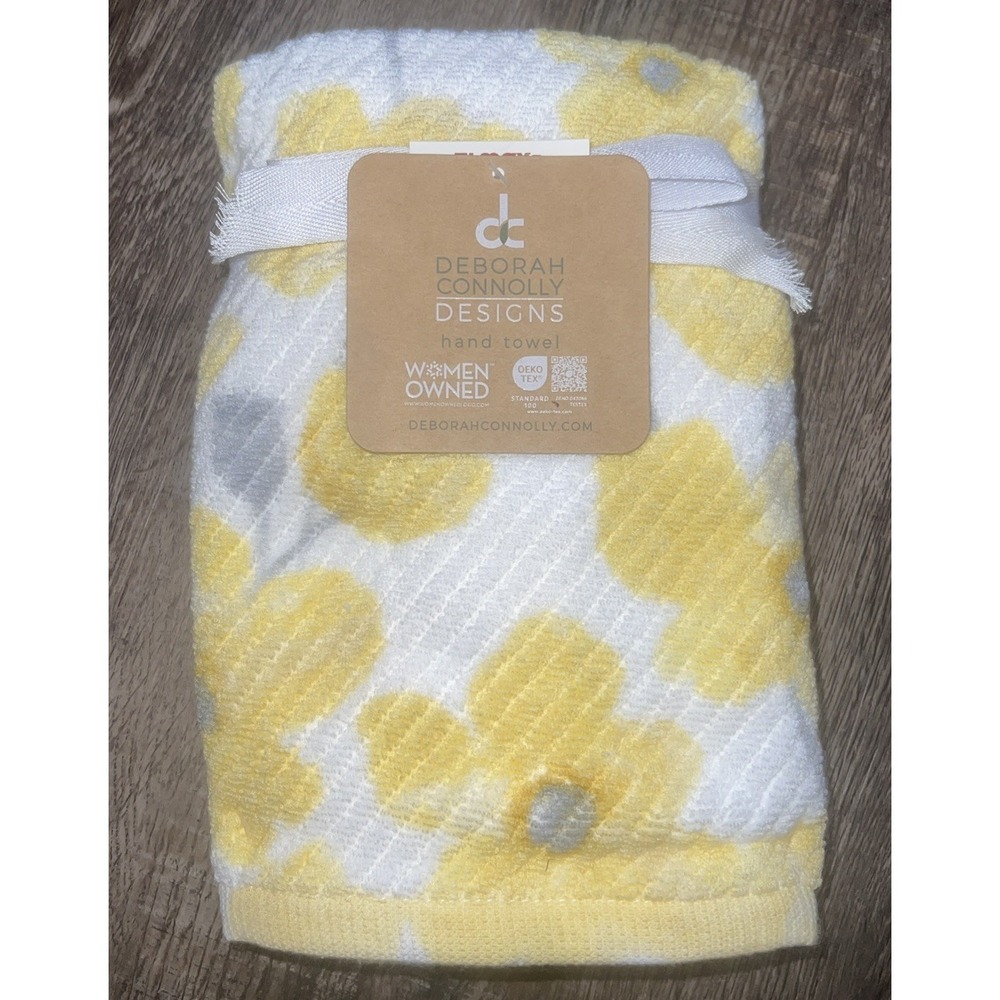 New Deborah Connolly Yellow Flowers Spring Super Soft 2 Hand Towels